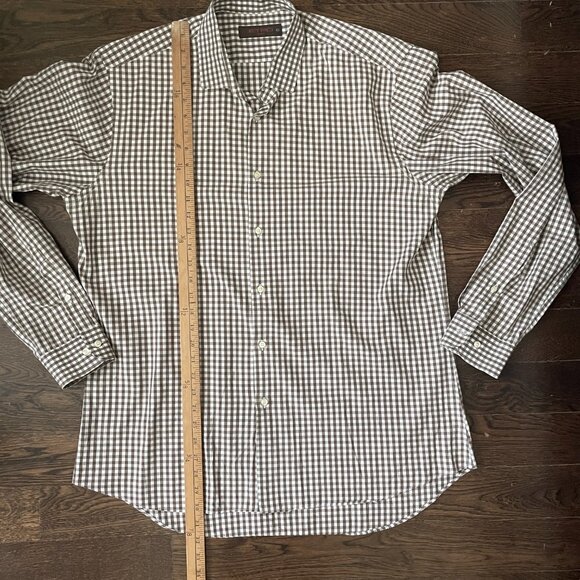 Etro Men's 100% Cotton Brown White Checkered Plaid Shirt-Sz.43 (XL) - Picture 9 of 10